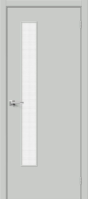 Межкомнатная межкомнатная дверь Bravo из винила Браво-9 Grey Pro / Wired Glass 12,5